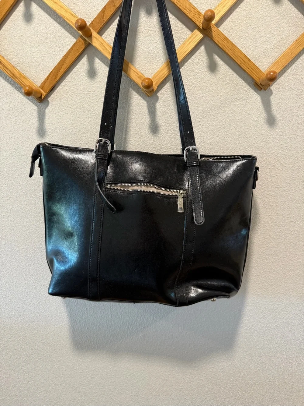 Bostanten Carol Women Work Tote Bag 15.6'' Laptop Black Leather